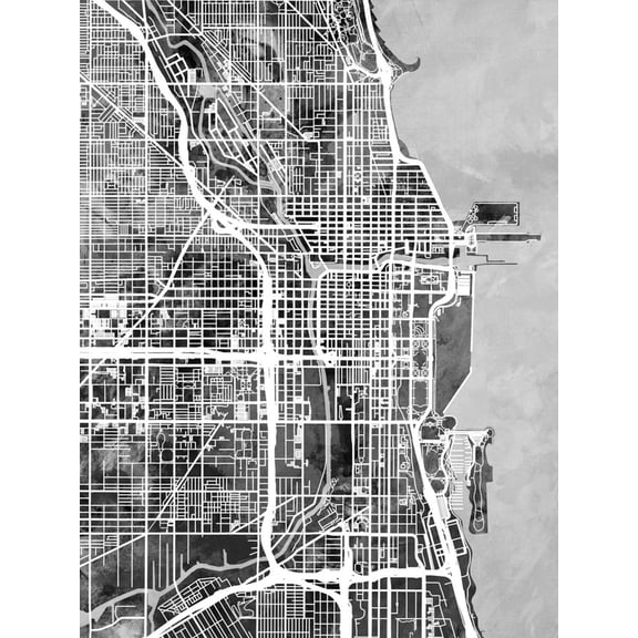 Art.com Chicago City Street Map Art Print by Michael Tompsett, 24" x 32"