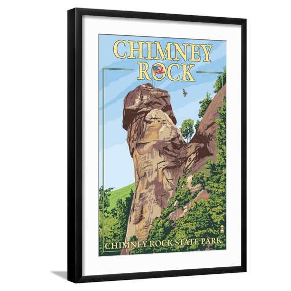 Art.com Chimney Rock State Park, North Carolina Art Print by Lantern Press, Black Frame Wall Art, 21" x 29"