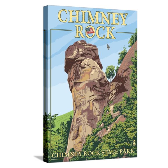 Art.com Chimney Rock State Park, North Carolina Stretched Canvas Print Wall Art by Lantern Press, 16" x 24"