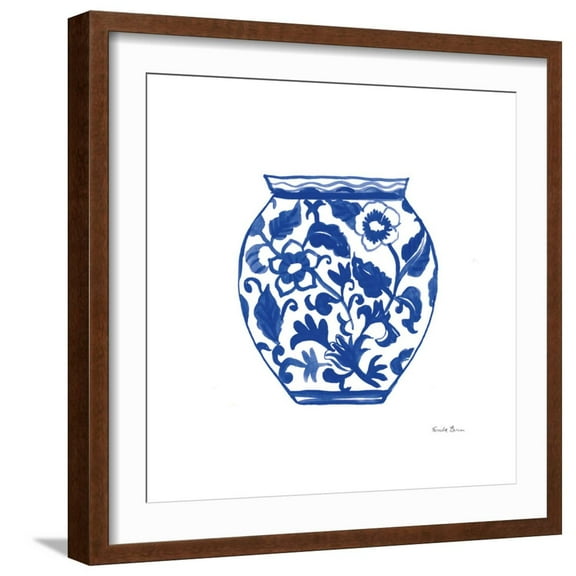 Art.com Chinoiserie I Art Print by Farida Zaman, Brown Frame Wall Art, 21" x 21"