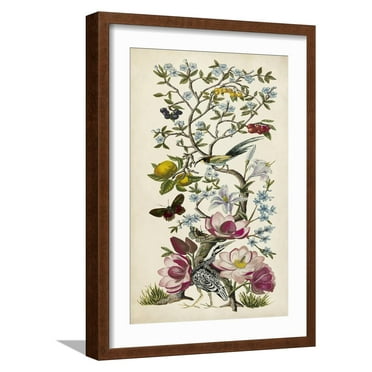 Art.com Chinoiserie Natura II Art Print by Naomi McCavitt, Brown Frame Wall Art, 17" x 23"