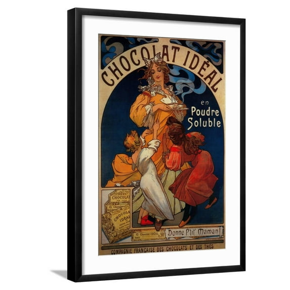 Art.com Chocolat Ideal Vintage Poster - Europe Art Print by Lantern Press, Black Frame Wall Art, 21" x 29"
