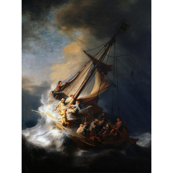 Art.com Christ in the Storm on the Lake of Galilee, 1633 Giclee Print by Rembrandt van Rijn, 12" x 16"