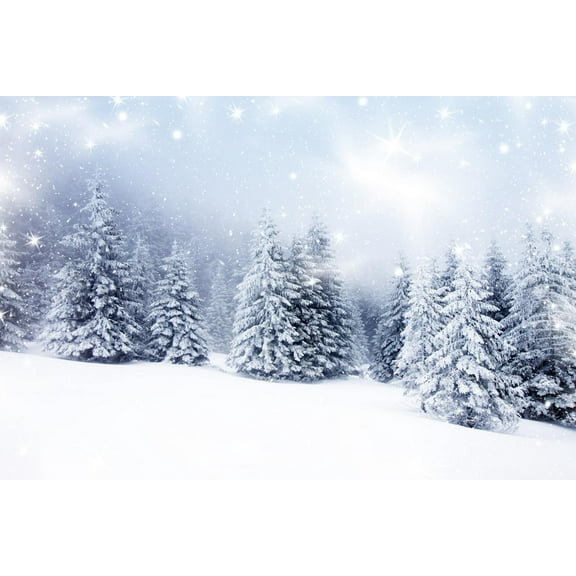 Art.com Christmas Background with Snowy Fir Trees Art Print by melis, 24" x 16"