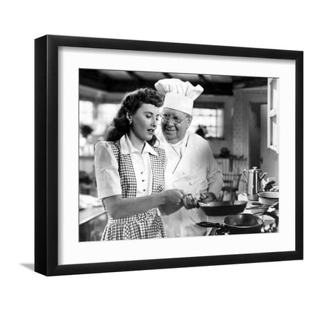 Art.com Christmas In Connecticut, Barbara Stanwyck, S.Z. Sakall, 1945 Photo, Black Frame Wall Art, 21" x 17"