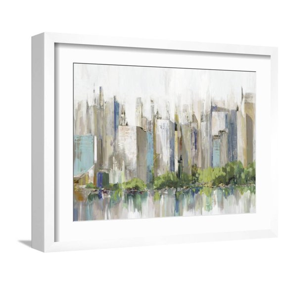 Art.com City Lake Relections Art Print by Allison Pearce, White Frame Wall Art, 21" x 17"