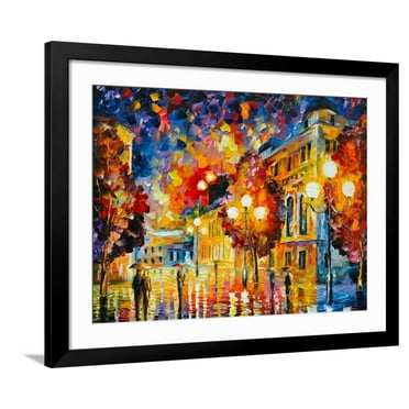 Art.com City Lights Art Print by Leonid Afremov, Black Frame Wall Art, 40" x 32"