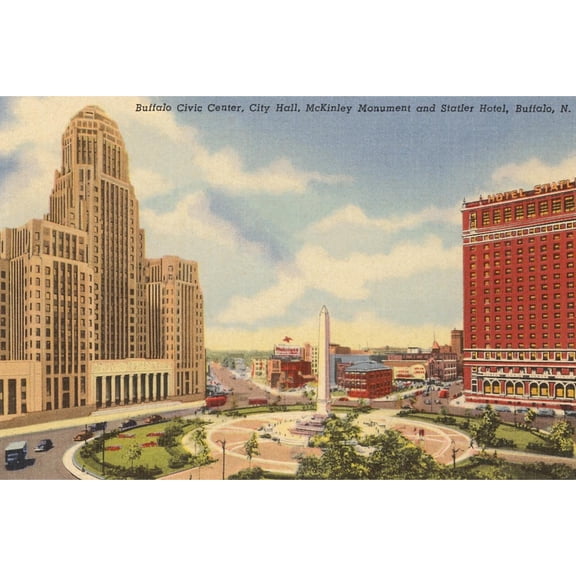 Art.com Civic Center, Statler Hotel, Buffalo Art Print, 18" x 12"