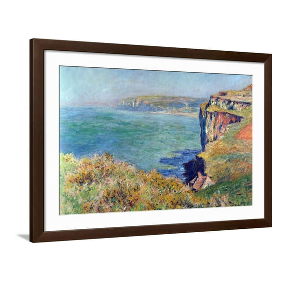 Art.com Cliffs at Varengeville Art Print by Claude Monet, Brown Frame Wall Art, 44" x 32"