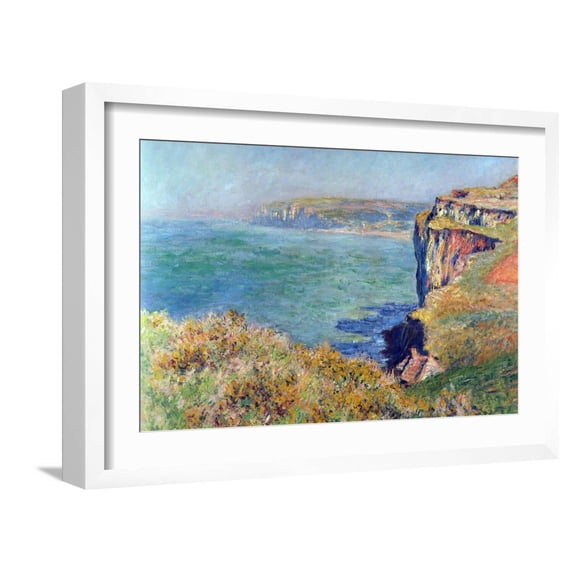 Art.com Cliffs at Varengeville Art Print by Claude Monet, White Frame Wall Art, 23" x 17"