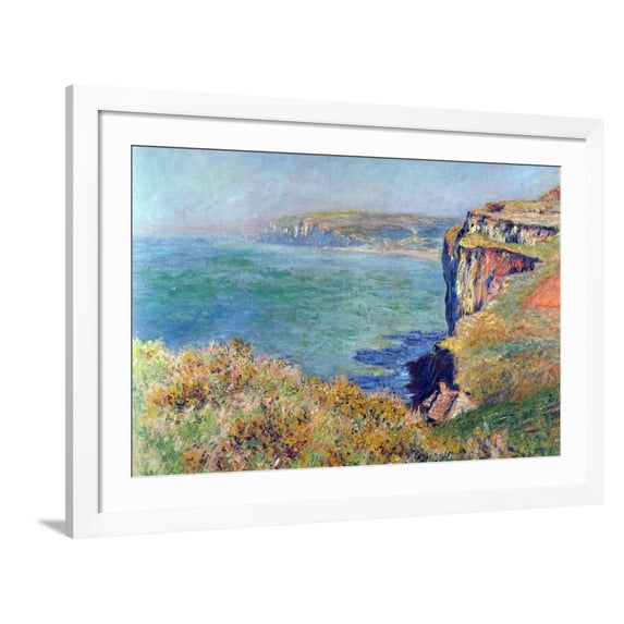 Art.com Cliffs at Varengeville Art Print by Claude Monet, White Frame Wall Art, 44" x 32"