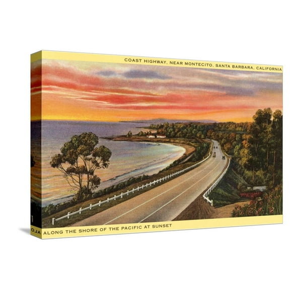 Art.com Coast Highway, Santa Barbara, California Stretched Canvas Print Wall Art, 18" x 12"