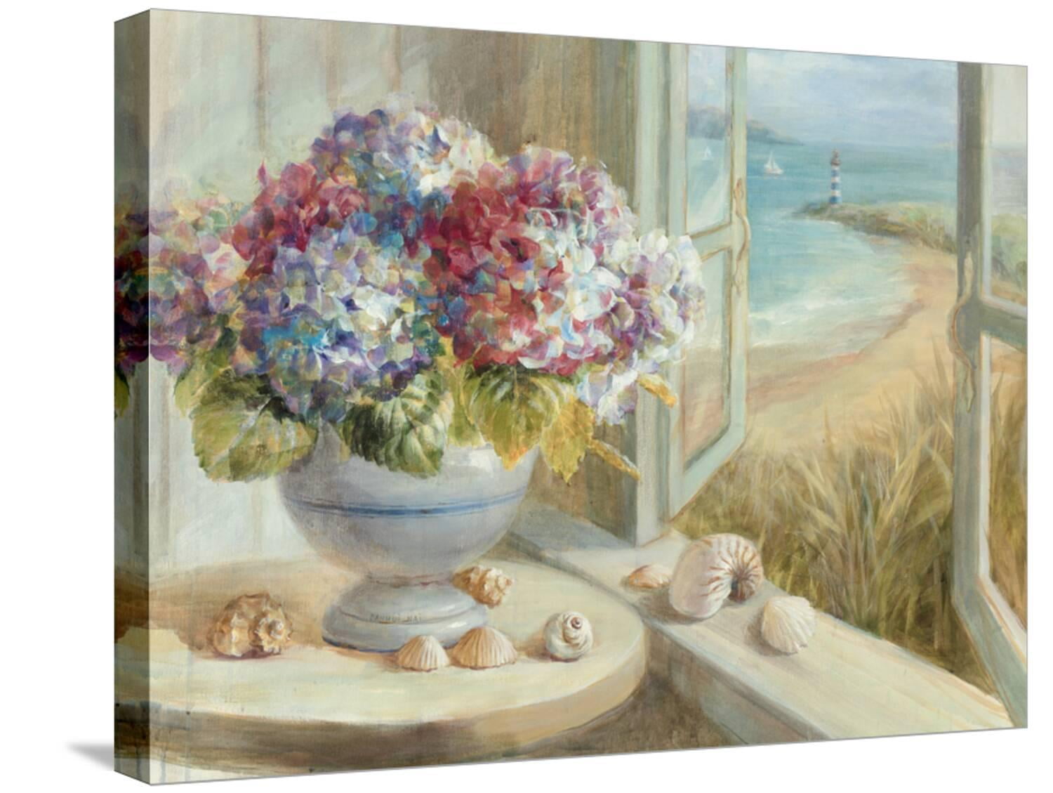 18x24 Coastal Hydrangea Canvas Art for Kids