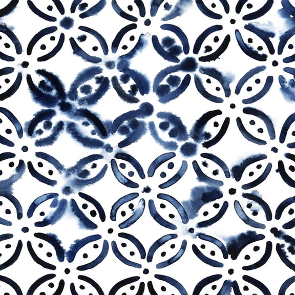 Art.com Cobalt Watercolor Tiles I Art Print by Grace Popp, 16" x 16"