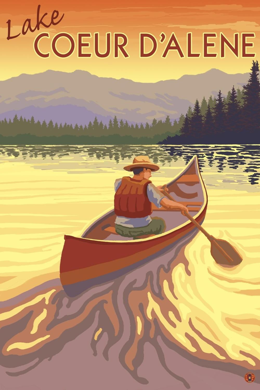 Coeur D'Alene, Idaho Canoe Scene Art Print by Lantern Press