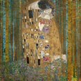 thumbnail image 1 of Art.com Collage Design with Painting Elements - The Kiss & Tannenwald (Pine Forest) Art Print by Elements of Gustav Klimt, 24" x 24", 1 of 4