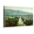 thumbnail image 1 of Art.com Colorado Springs, Colorado - Panoramic View of Town with Pikes Peak Stretched Canvas Print Wall Art by Lantern Press, 24" x 16", 1 of 4