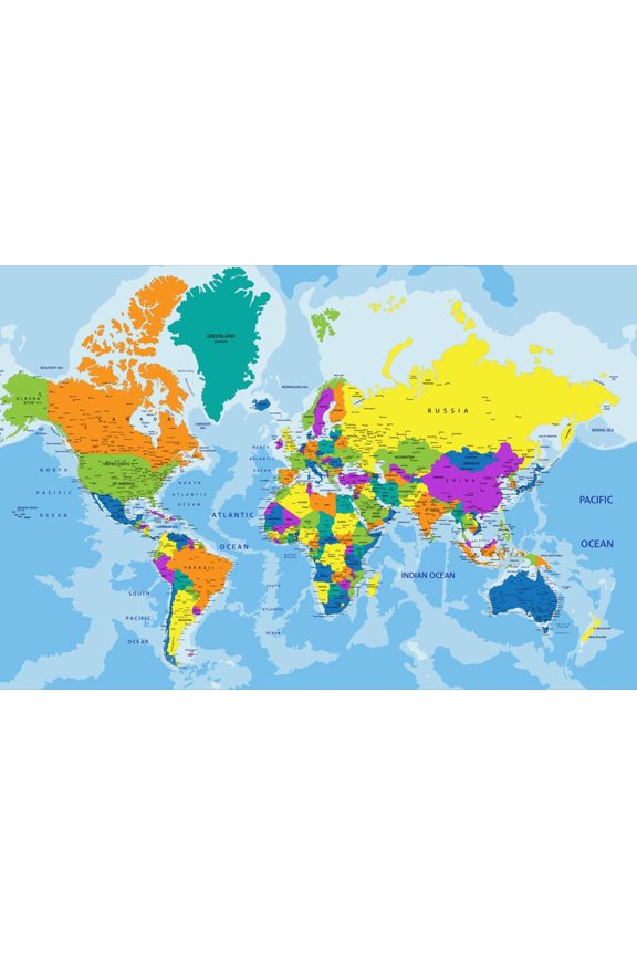 Colorful World Political Map with Clearly Labeled, Separated Layers. Vector Illustration. Art Print by Bardocz Peter, 24" x 16"