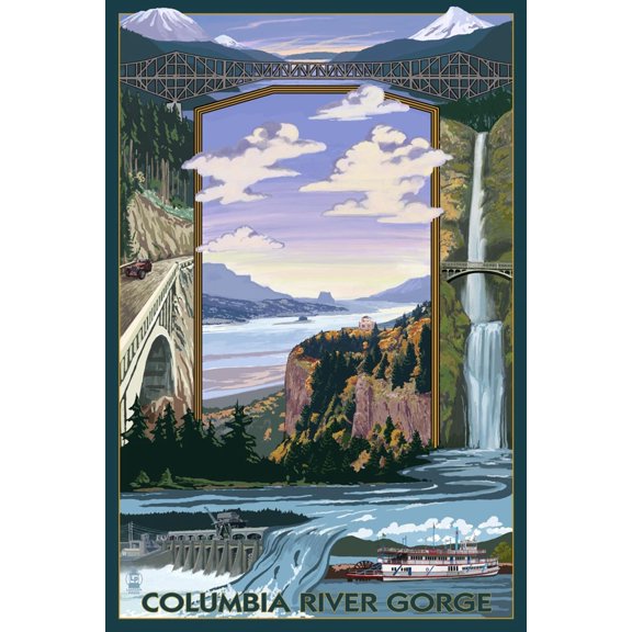 Art.com Columbia River Gorge Views, c.2009 Art Print by Lantern Press, 12" x 18"