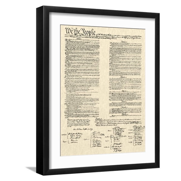 Art.com Constitution Document Art Print by Continental Congress, Black Frame Wall Art, 17" x 21"