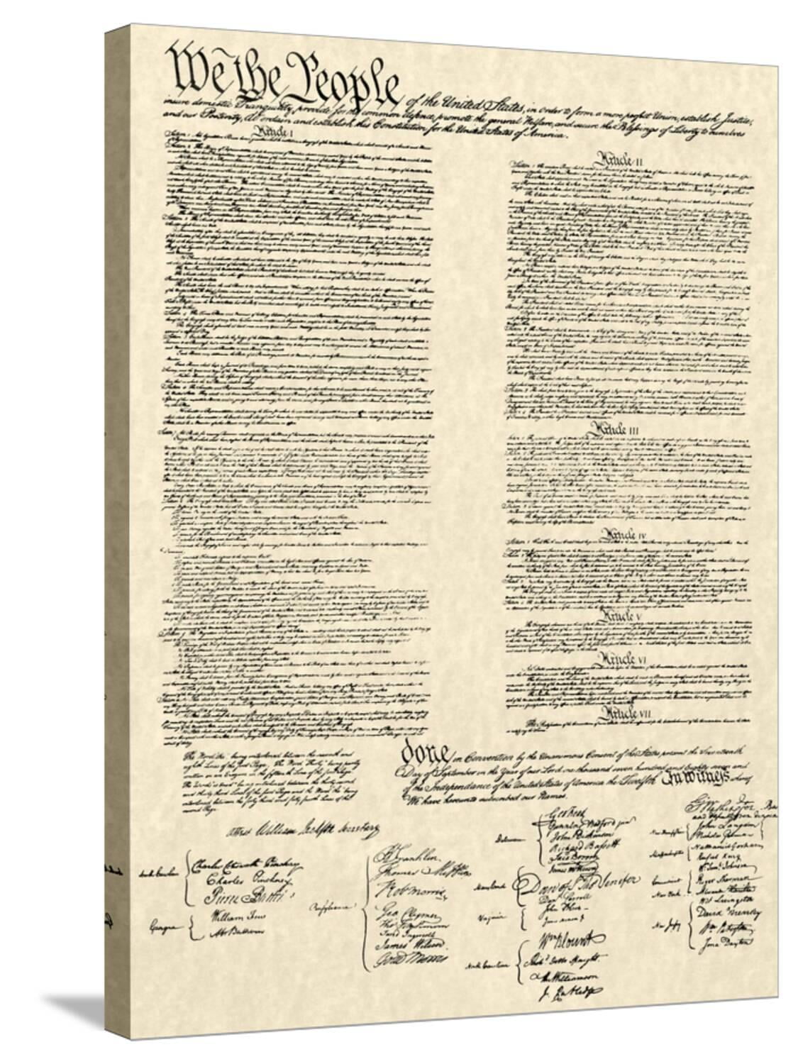 Constitution Document Tan Canvas Art 32'' x 24''