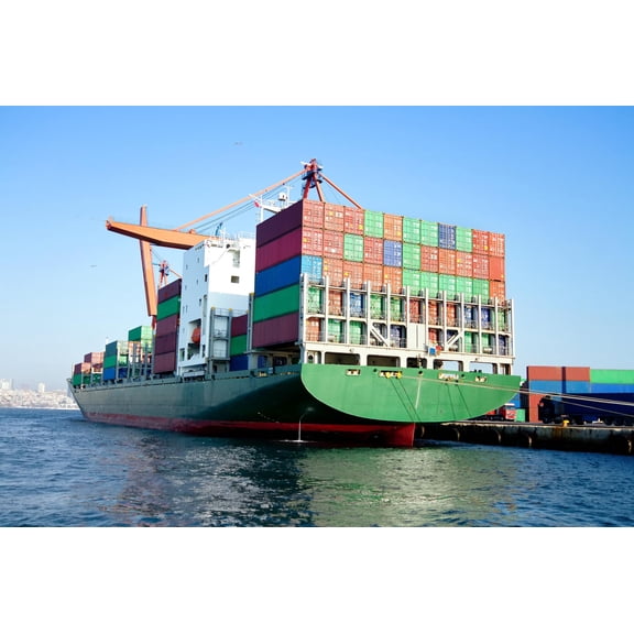 Art.com Container Ship Full of Cargo Photographic Print by Faraways, 18" x 12"