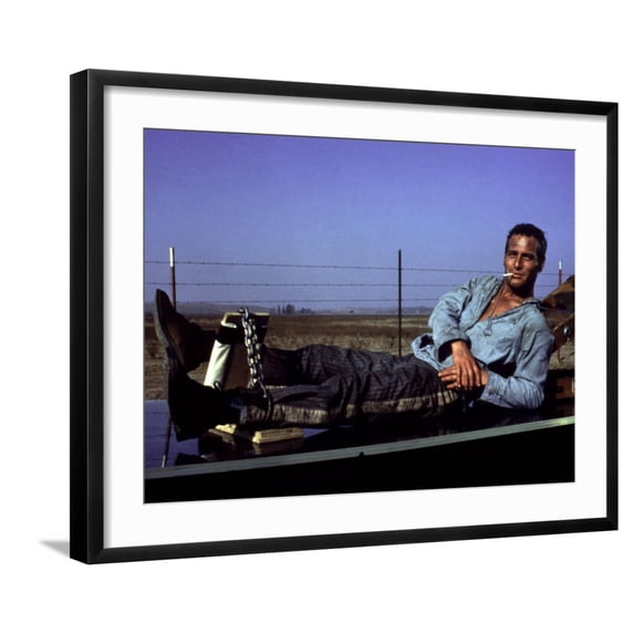 Art.com Cool Hand Luke, Paul Newman, 1967, Leg Irons Photo, Black Frame Wall Art, 29" x 23"
