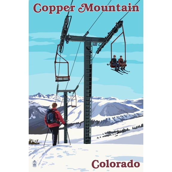 Art.com Copper Mountain, Colorado - Ski Lift Day Scene Art Print by Lantern Press, 12" x 18"