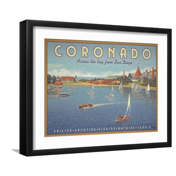 Art.com Coronado Beach Art Print by Kerne Erickson, Black Frame Wall Art, 21" x 17"
