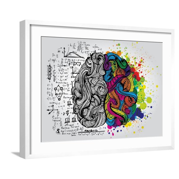 Art.com Creative Concept of the Human Brain, Vector Illustration Art Print by Lisa Alisa, White Frame Wall Art, 29" x 23"