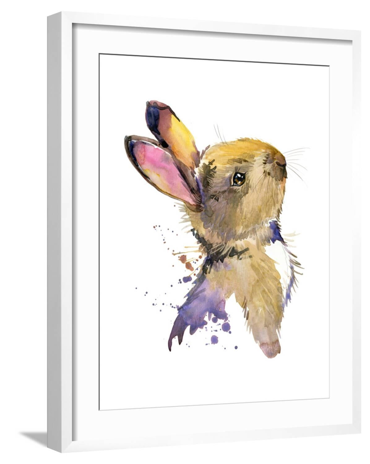 Art.com Cute Rabbit. Hare. Watercolor Illustration. Forest Animal. Art ...