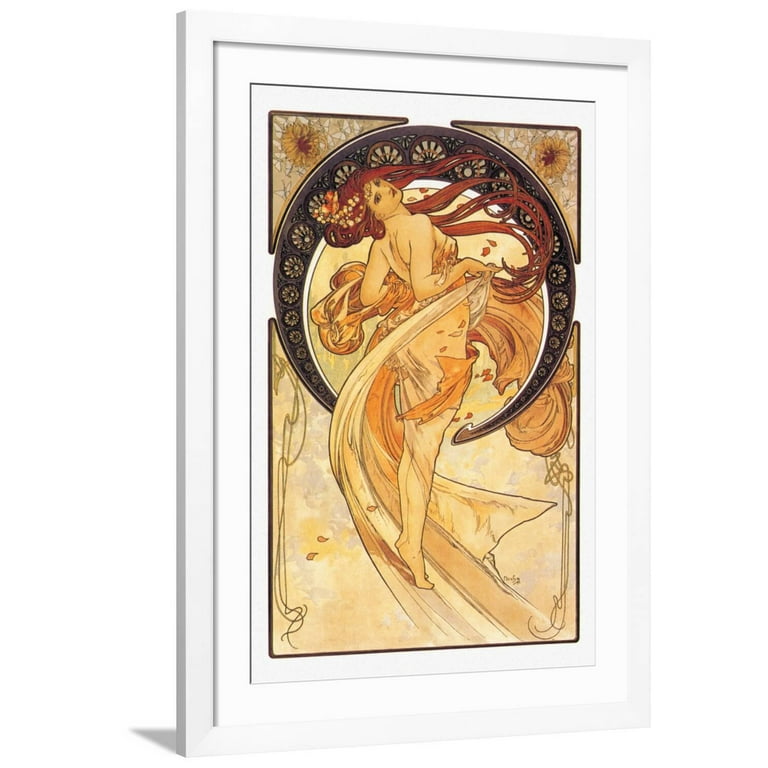 Art.com Dance Art Print by Alphonse Mucha, White Frame Wall Art