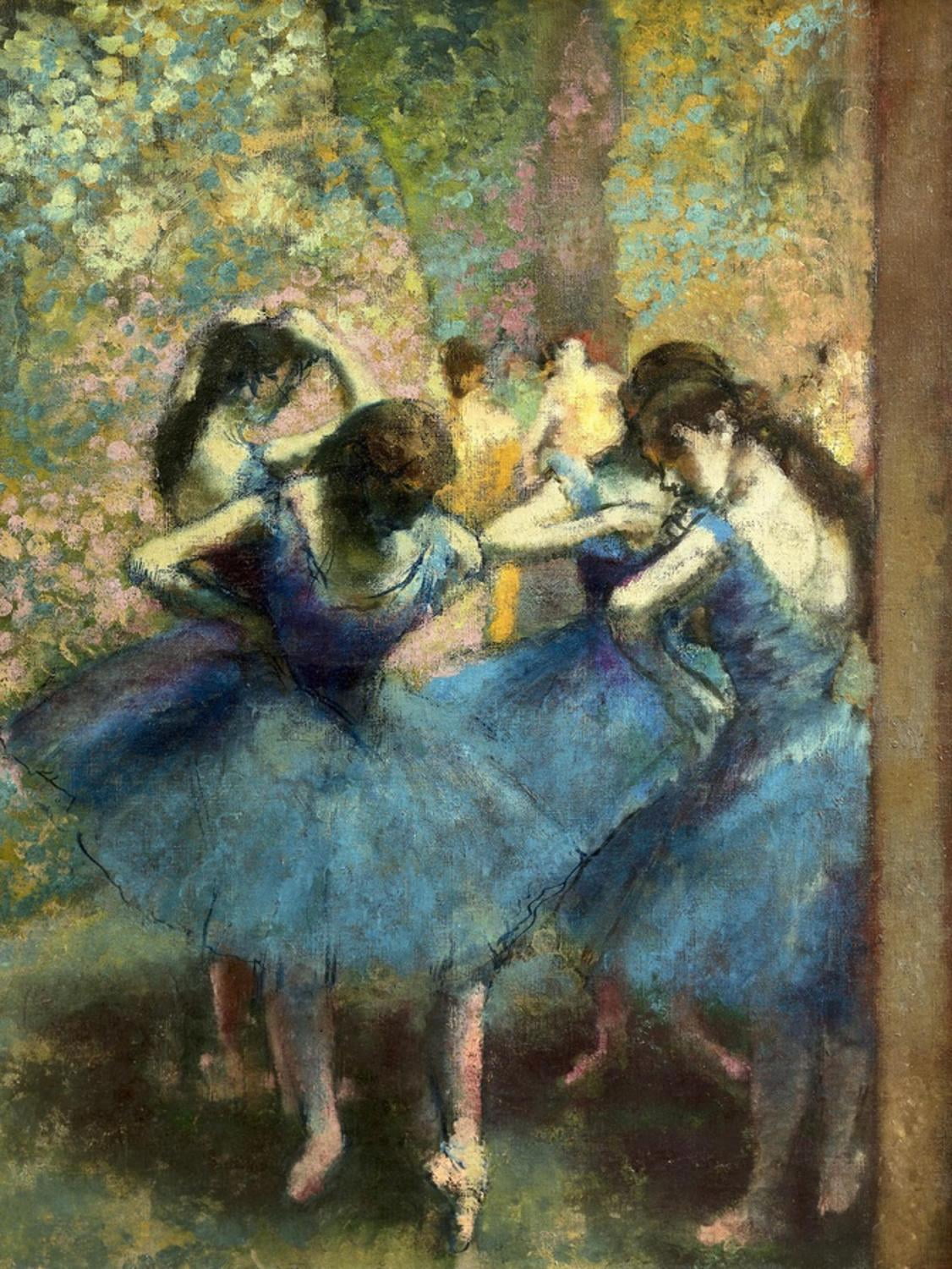 Dancers in Blue Vertical Canvas Art Print for Kids