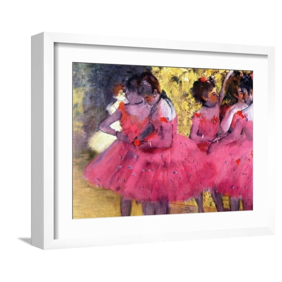 Art.com Dancers in Pink, Between the Scenes Giclee Print by Edgar Degas, White Frame Wall Art, 21" x 17"