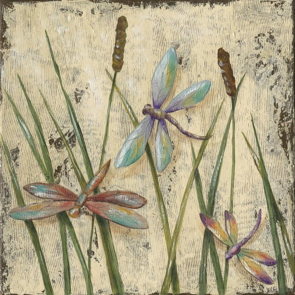 Art.com Dancing Dragonflies I Art Print by Jade Reynolds, 30" x 30"