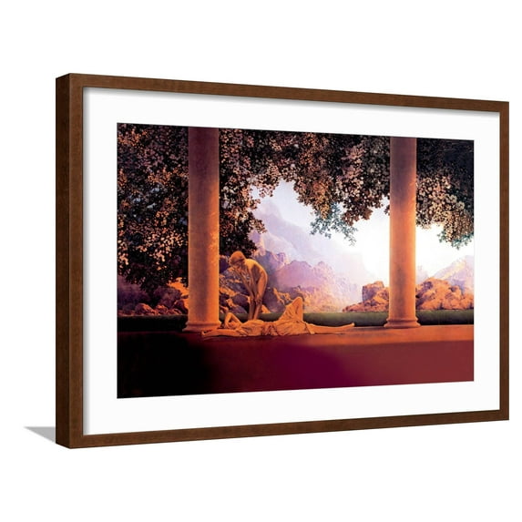 Art.com Daybreak Art Print by Maxfield Parrish, Brown Frame Wall Art, 29" x 21"