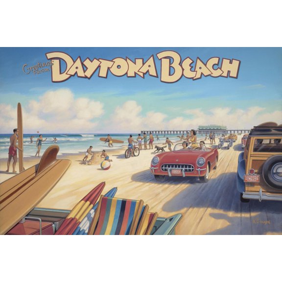 Art.com Daytona Beach Art Print by Kerne Erickson, 18" x 12"