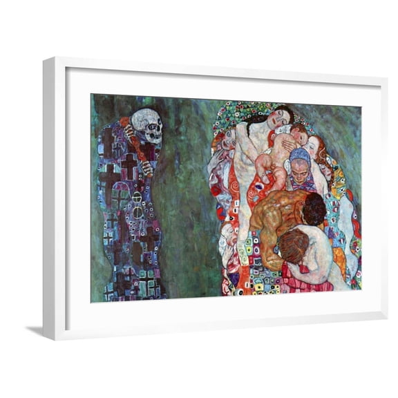 Art.com Death and Life Art Print by Gustav Klimt, White Frame Wall Art, 29" x 21"