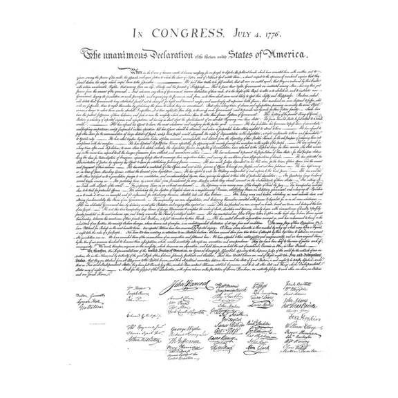 Art.com Declaration of Independence Authentic Reproduction White Art Poster Print Art Print, 12" x 18"