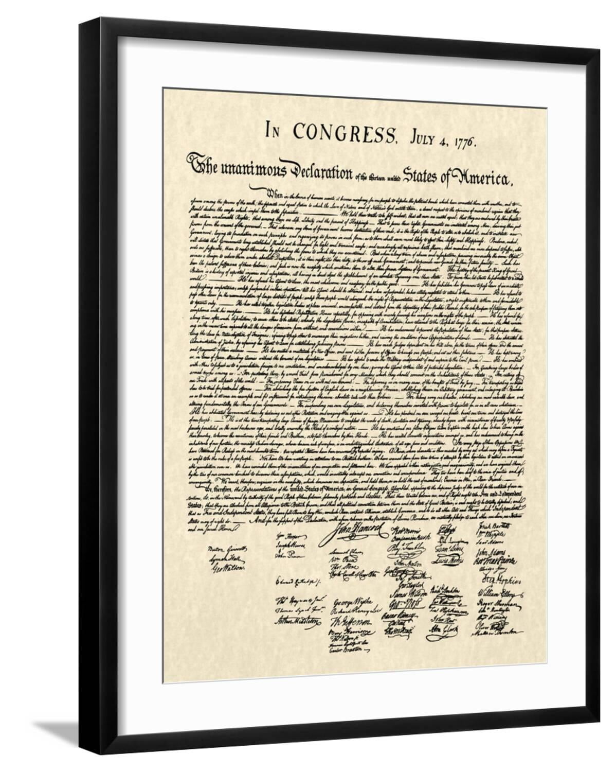 Art.com Declaration of Independence Doc. Art Print, Black Frame Wall ...