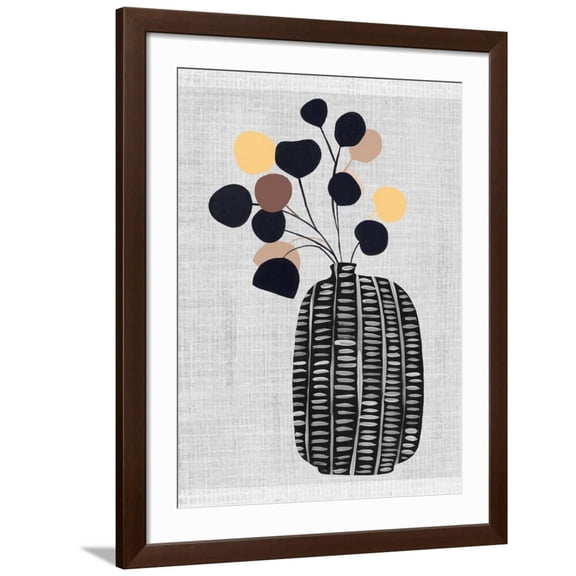 Art.com Decorated Vase with Plant III Art Print by Melissa Wang, Brown Frame Wall Art, 32" x 40"