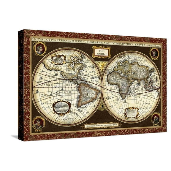 Art.com Decorative World Map Stretched Canvas Print Wall Art by Vision Studio, 24" x 16"
