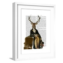 Art.com Deer and Chair Full Art Print by Fab Funky, White Frame Wall Art, 17" x 21"