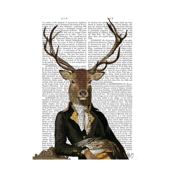 Art.com Deer in Chair Art Print by Fab Funky, 12" x 16"