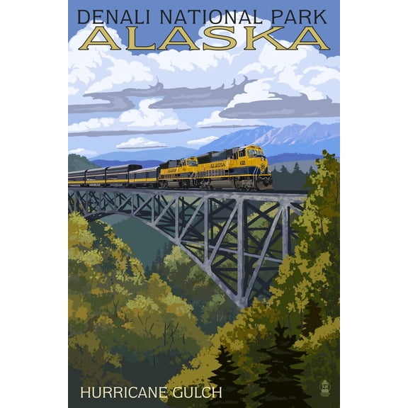 Art.com Denali National Park, Alaska - Hurricane Gulch Art Print by Lantern Press, 12" x 18"