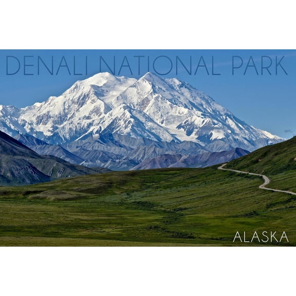 Art.com Denali National Park, Alaska - Mountain View Art Print by Lantern Press, 18" x 12"