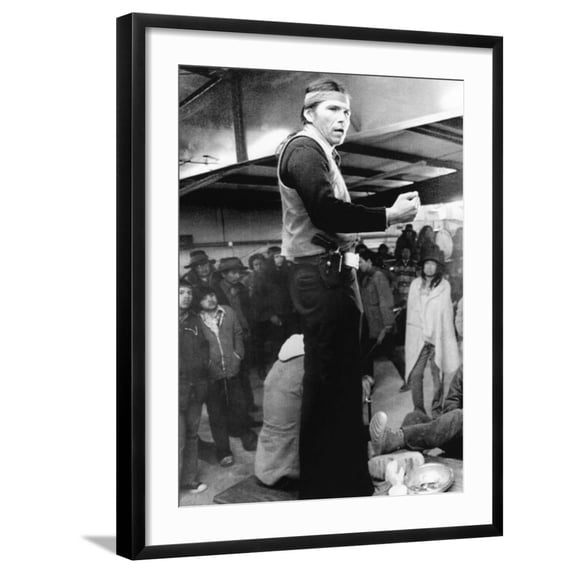 Art.com Dennis Banks, Speaks to the Indians During the Occupation Wounded Knee in 1973 Photo, Black Frame Wall Art, 23" x 29"