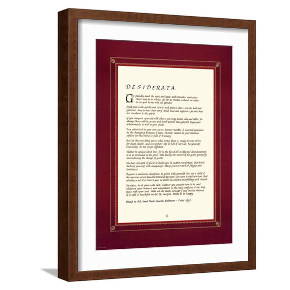 Art.com Desiderata Art Print, Brown Frame Wall Art, 17" x 21"