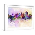 thumbnail image 1 of Art.com Detroit Skyline in Watercolor Background Art Print by paulrommer, White Frame Wall Art, 29" x 23", 1 of 5