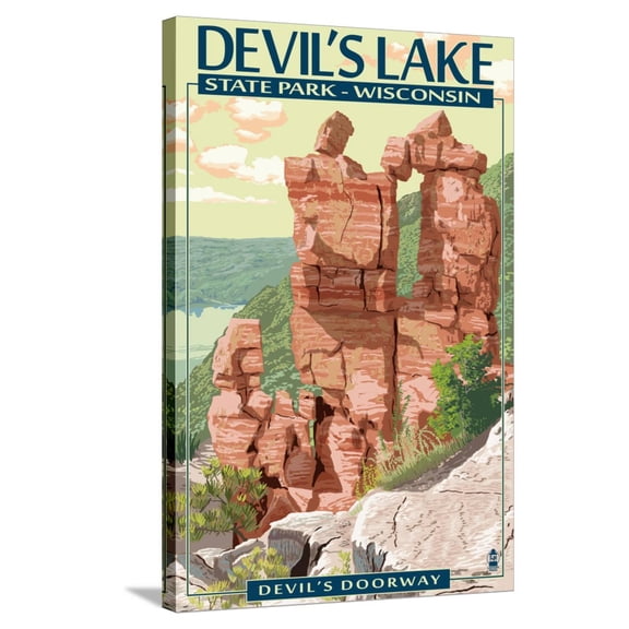 Art.com Devil's Lake State Park, Wisconsin - Devil's Doorway Stretched Canvas Print Wall Art by Lantern Press, 24" x 36"